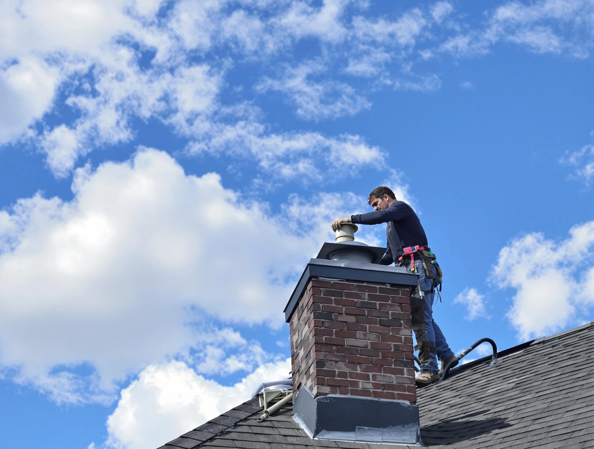 Howell Chimney Sweep installing a sturdy chimney cap in Howell, NJ