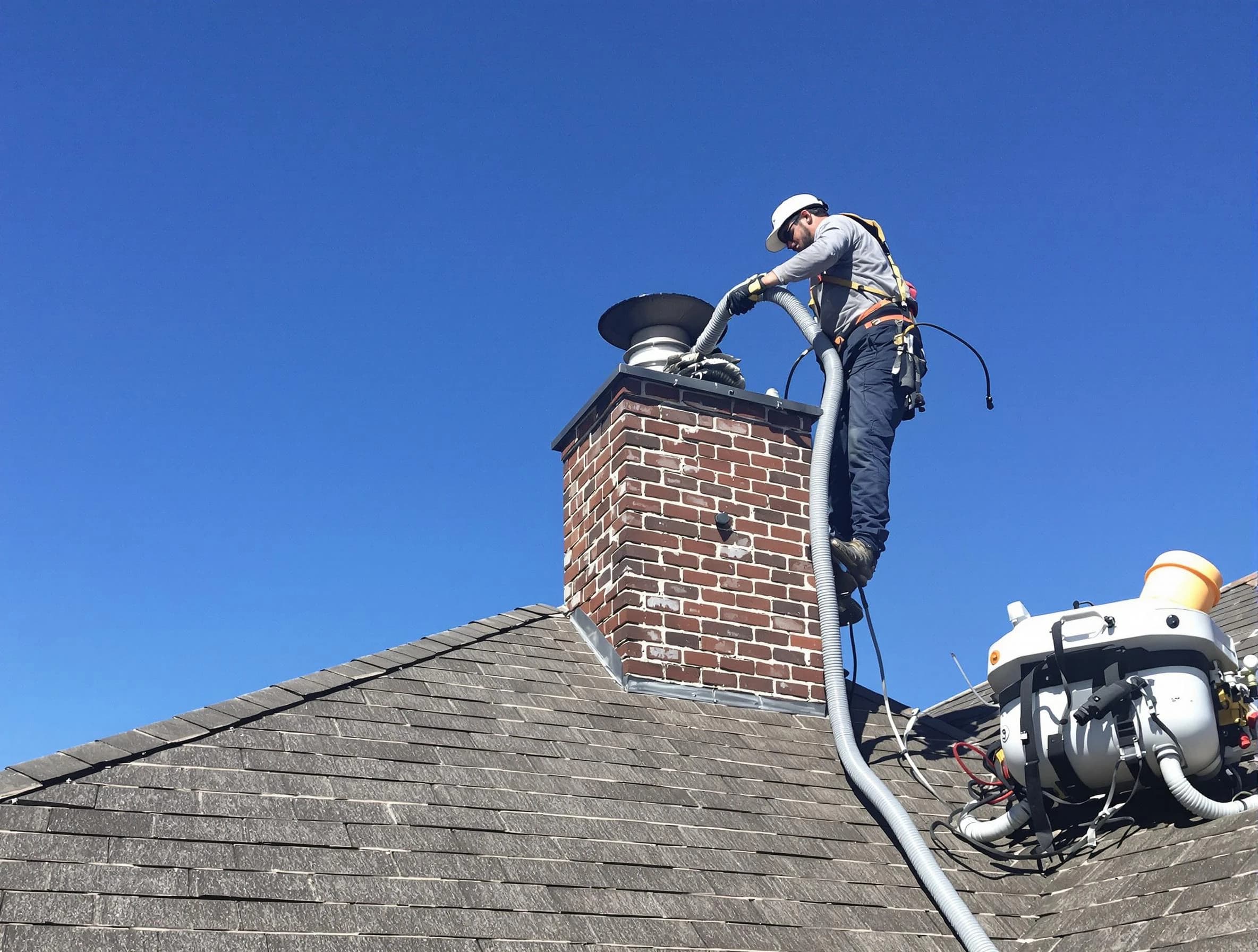 Dedicated Howell Chimney Sweep team member cleaning a chimney in Howell, NJ