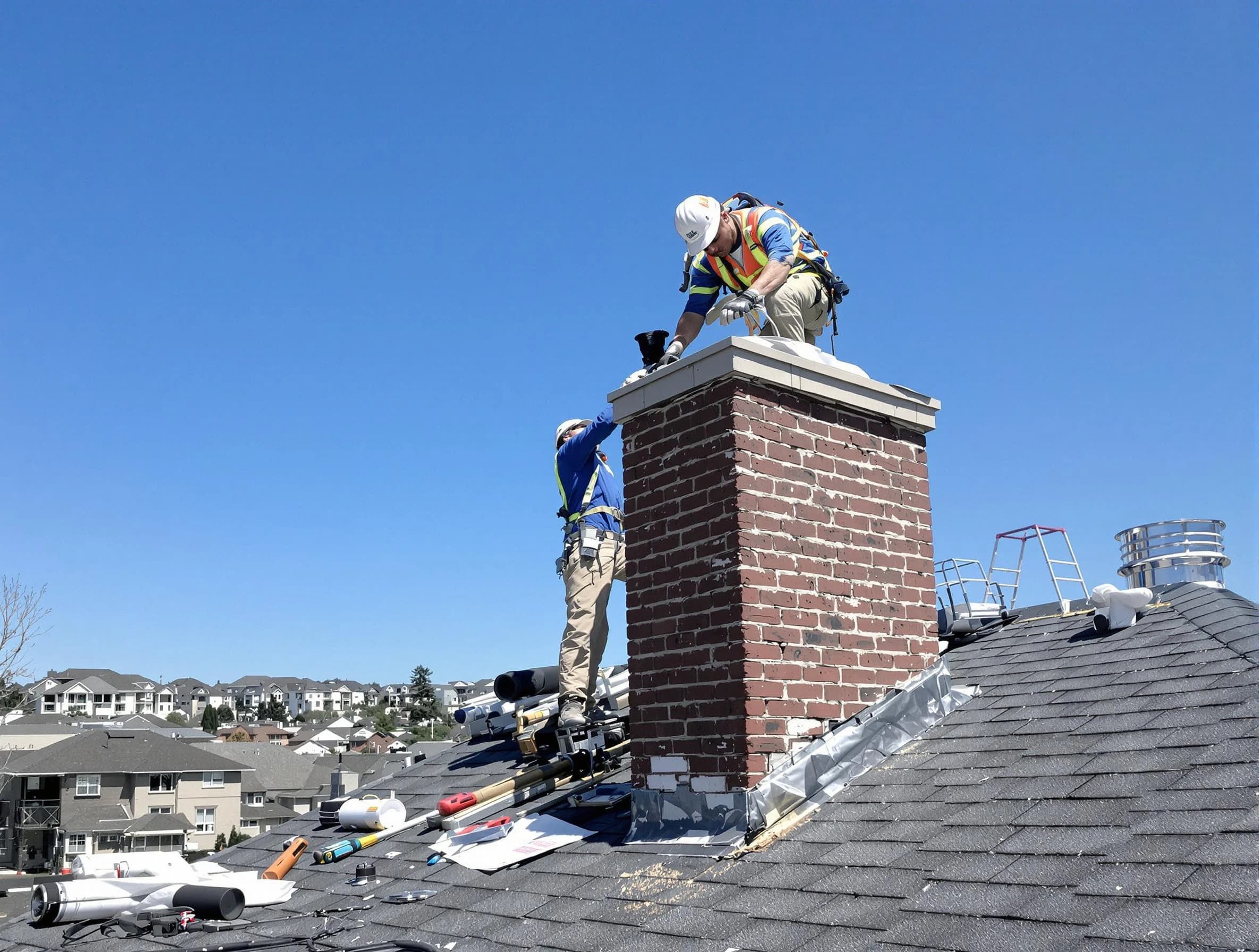 Howell Chimney Sweep repairing a chimney crown in Howell, NJ