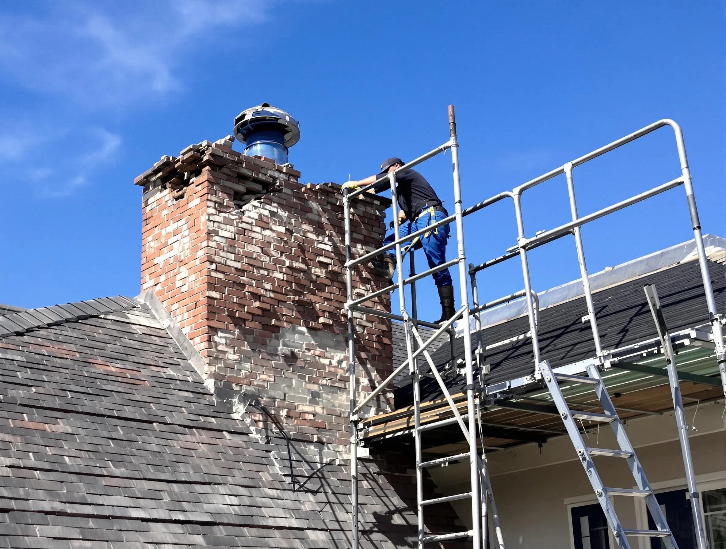 Rebuilding a chimney structure by Howell Chimney Sweep in Howell, NJ