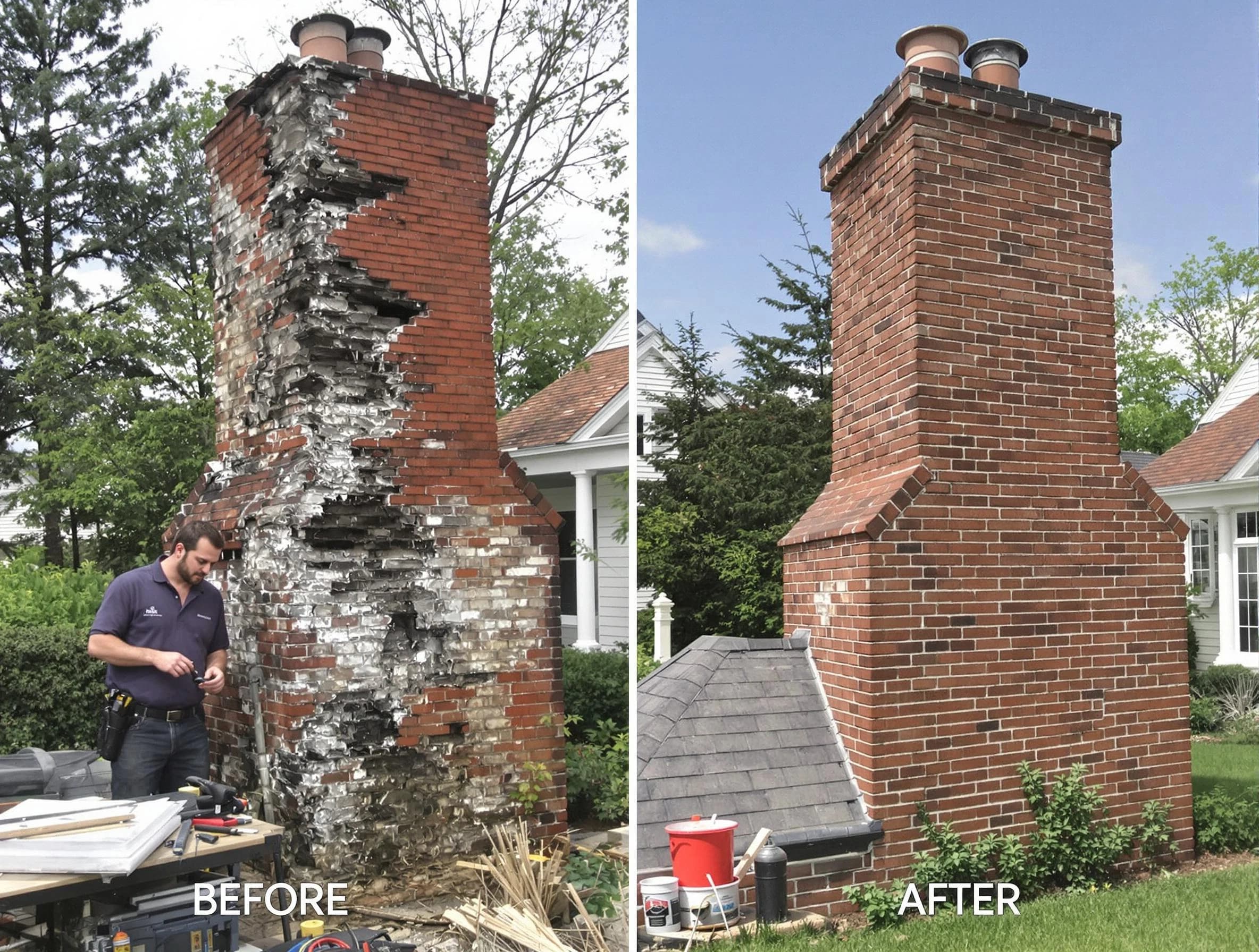 Howell Chimney Sweep performing a full chimney restoration in Howell, NJ