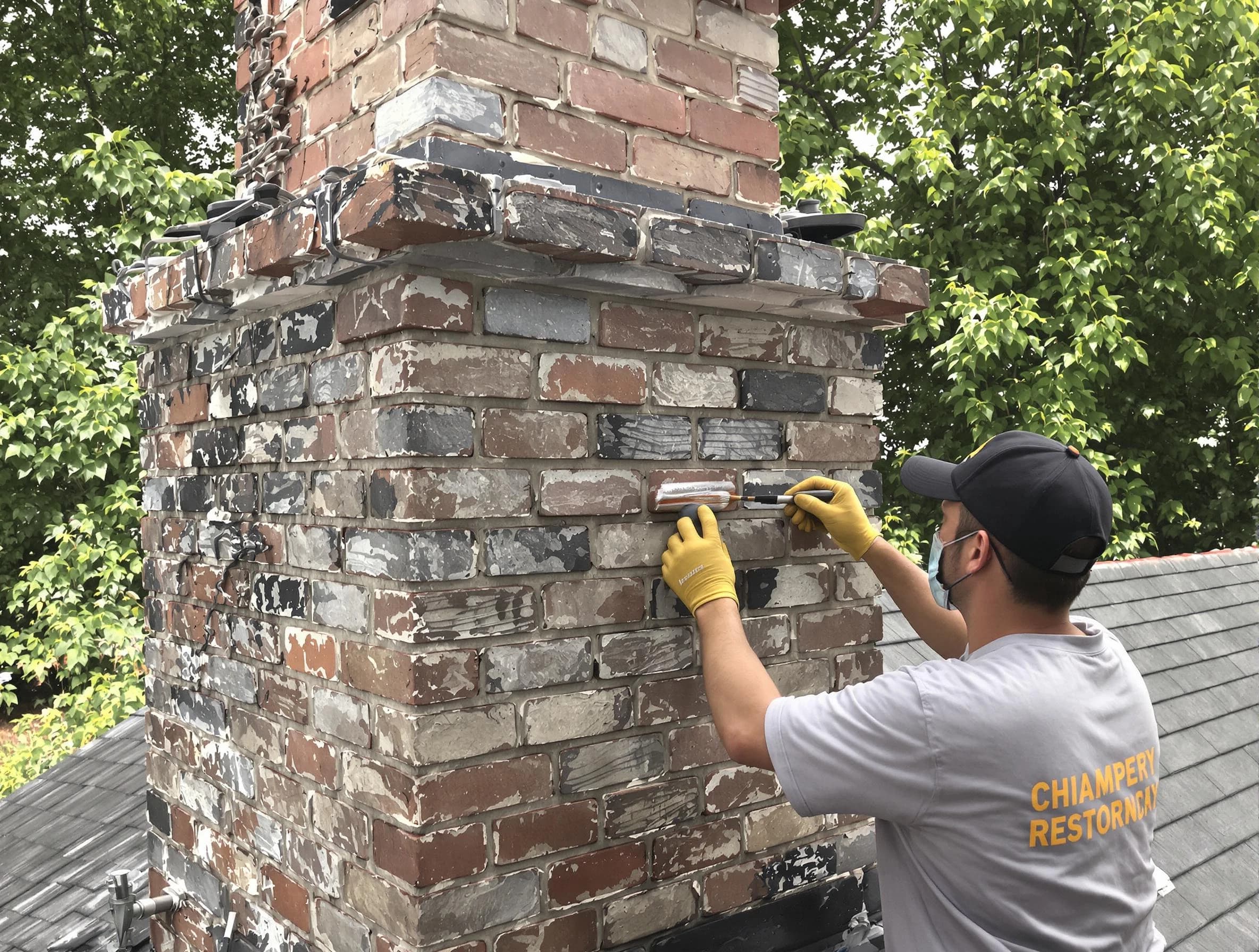 In-progress chimney restoration by Howell Chimney Sweep in Howell, NJ